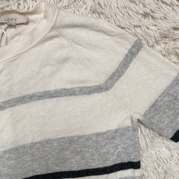 Loft Drape Open Cardigan 💗 Gray & White - Picture 8 of 13